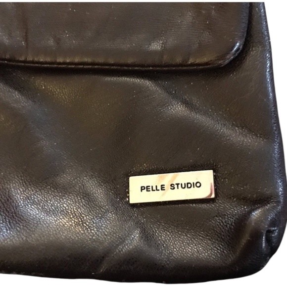 Pelle Studio Wilsons Leather Small Crossbody Bag Dark Brown Black, Front Pockets - Picture 2 of 10